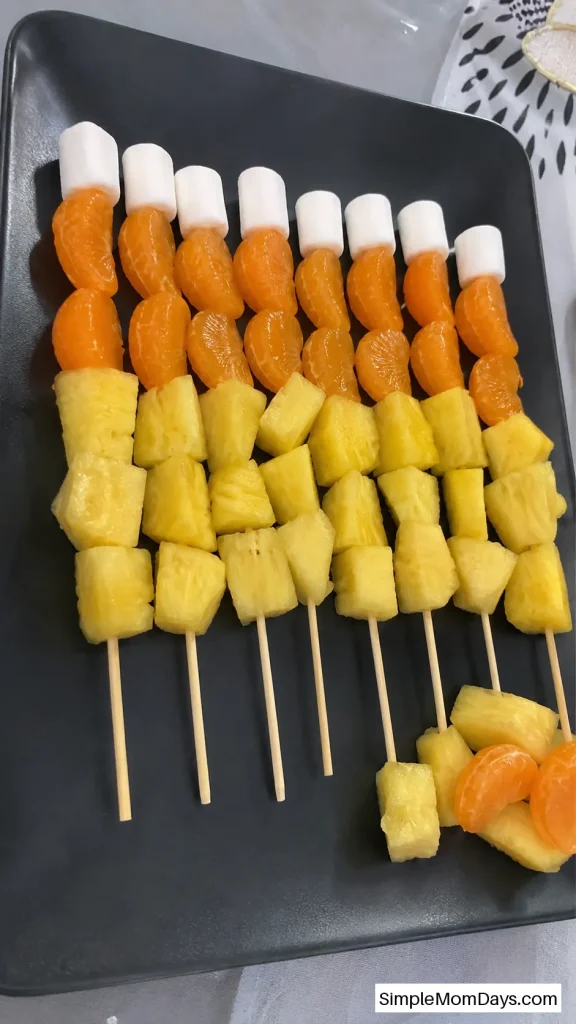 Candy Corn Fruit Skewers