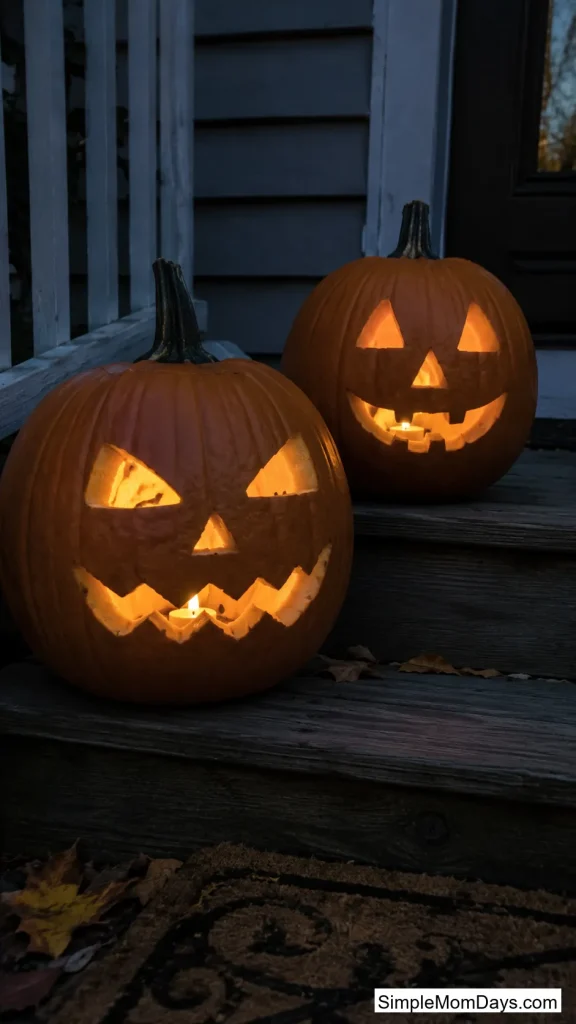 Battery Tea Lights Inside Jack-o'-Lanterns