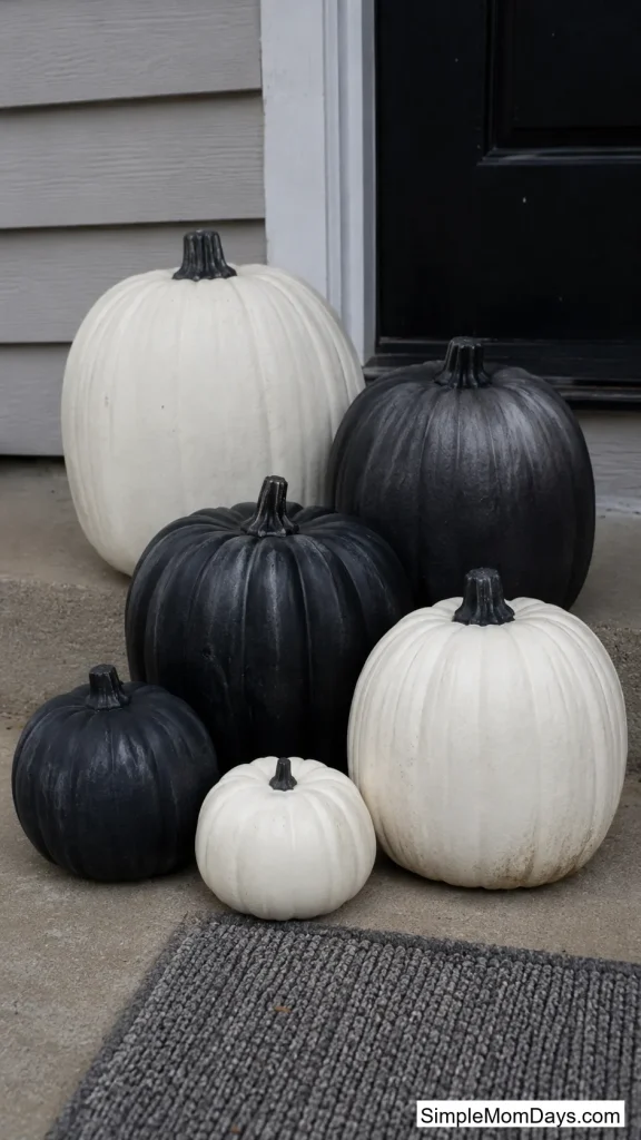 Black-and-White Minimalist Pumpkin Cluster