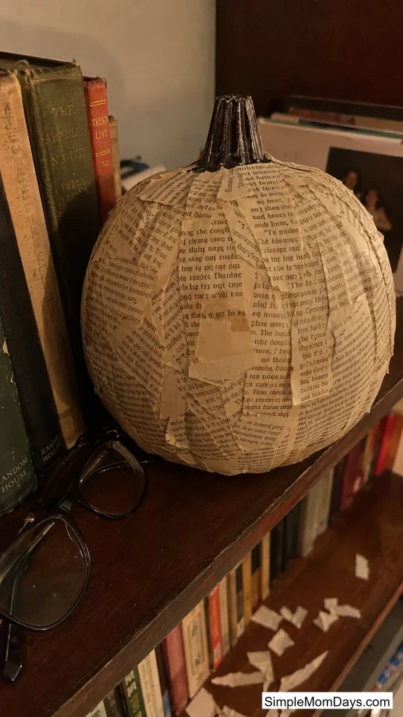 Book Page Decoupage Pumpkin