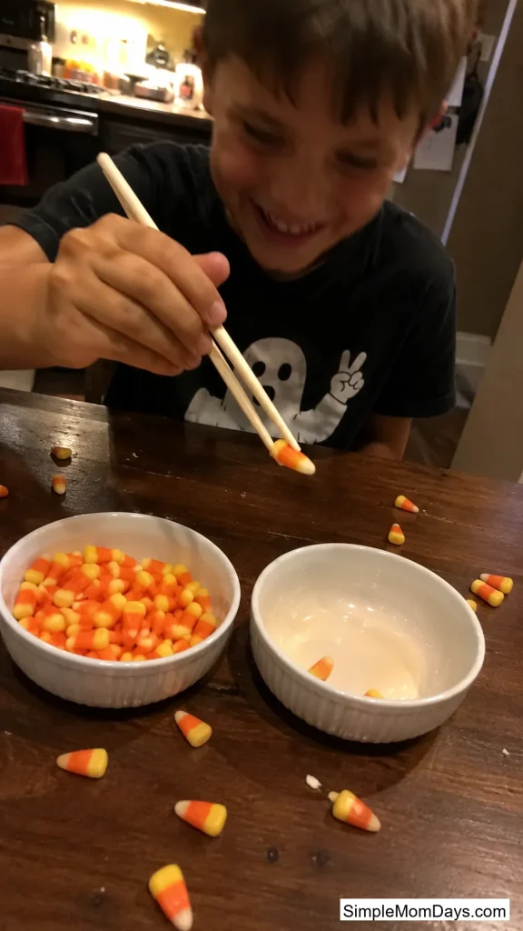 Candy Corn Chopstick Challenge