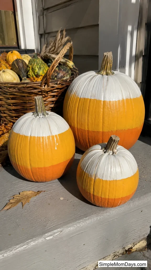 Candy Corn Painted Pumpkin