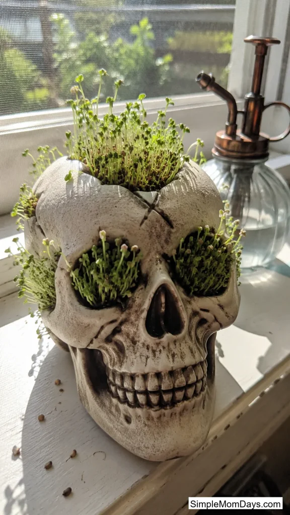 Chia Sprout Skull Planter