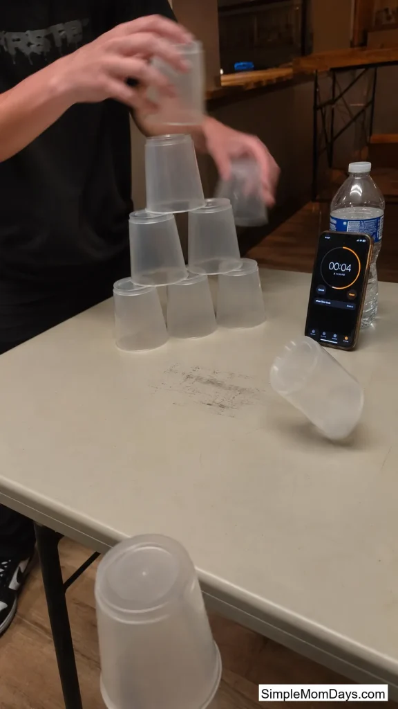 Cup Pyramid Stack-and-Collapse