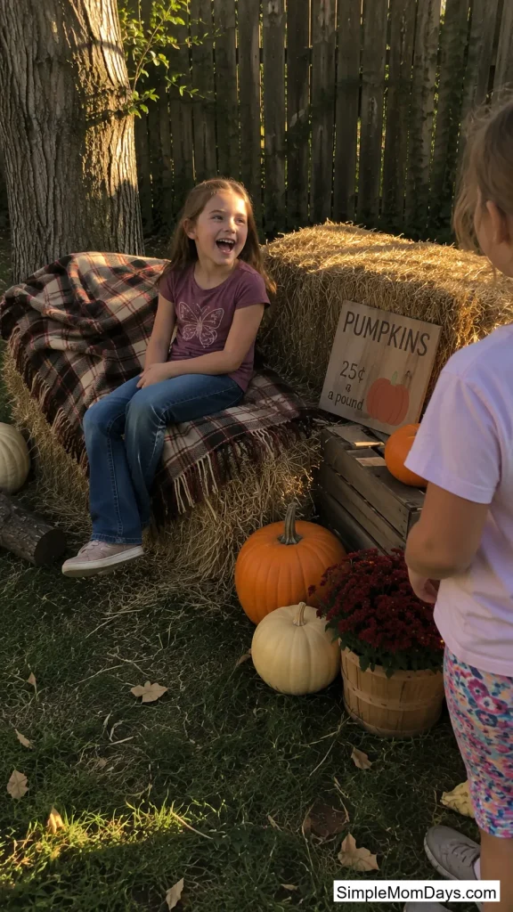 Flannel Photo Booth with Hay Bale Seating