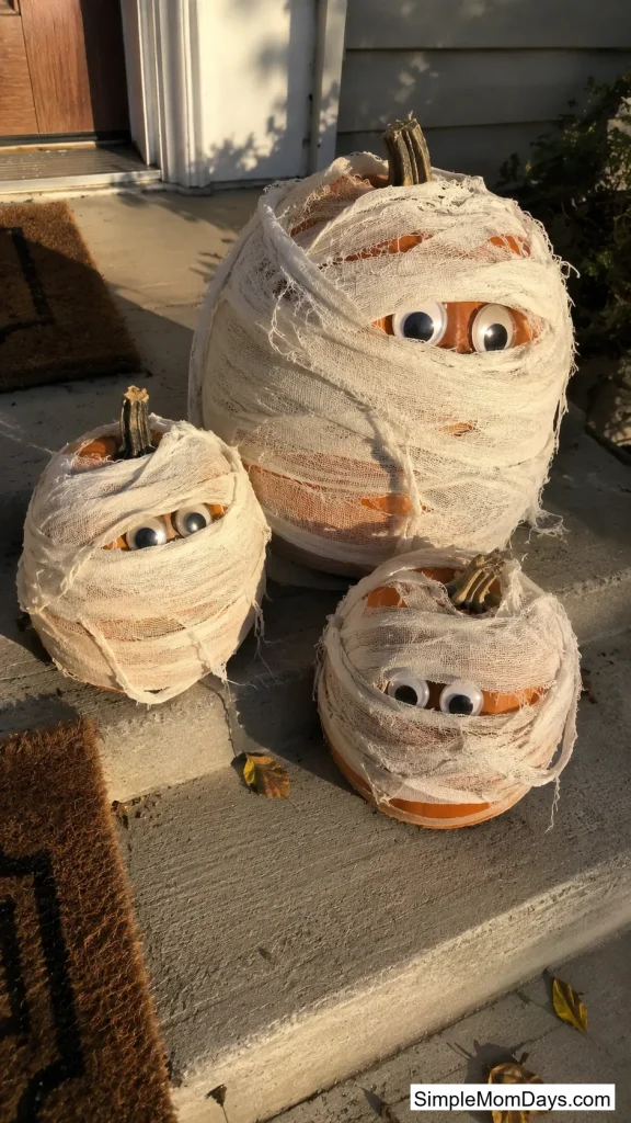 Gauze-Wrapped Mummy Pumpkins
