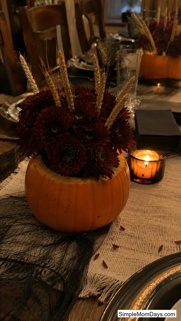 Hollowed Pumpkin Flower Vase