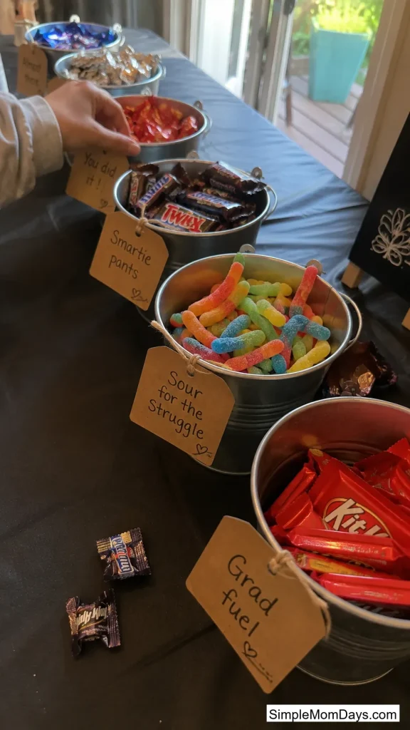 Labeled Candy Bar Buckets