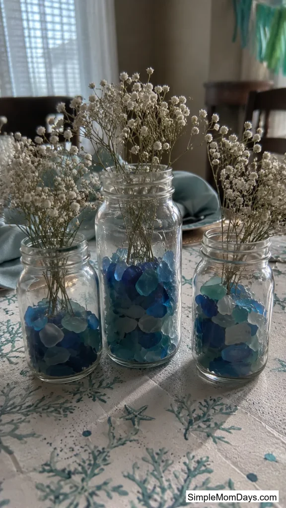 Mason Jar Sea Glass Vases