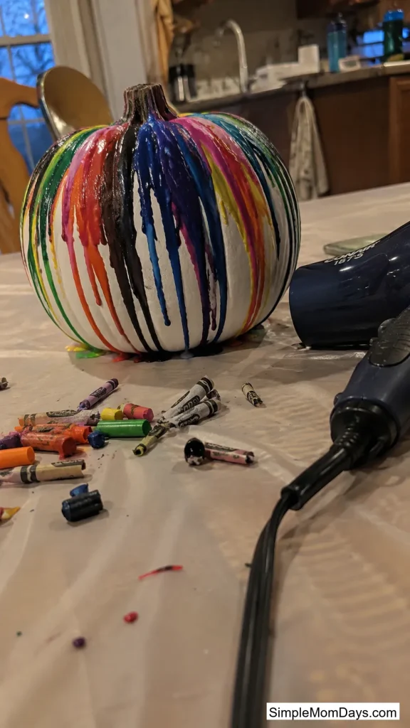Melted Crayon Pumpkin Art