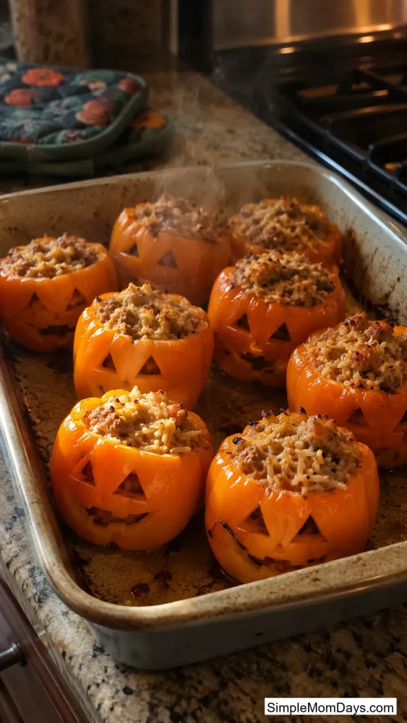 Mini Jack-O-Lantern Stuffed Peppers