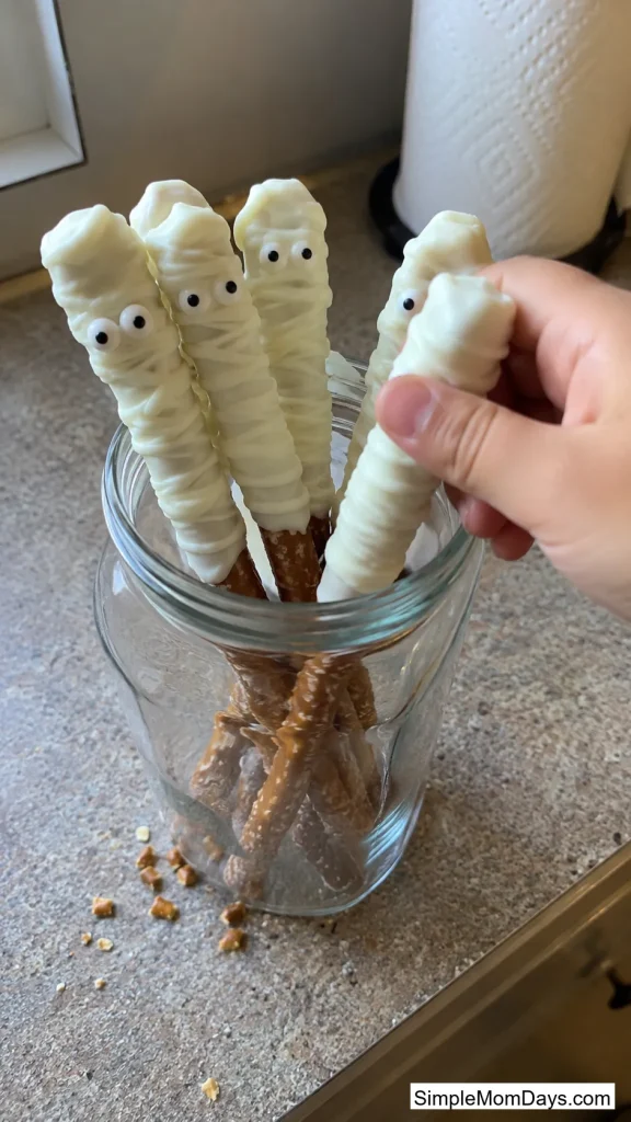 Mummy Pretzel Rods