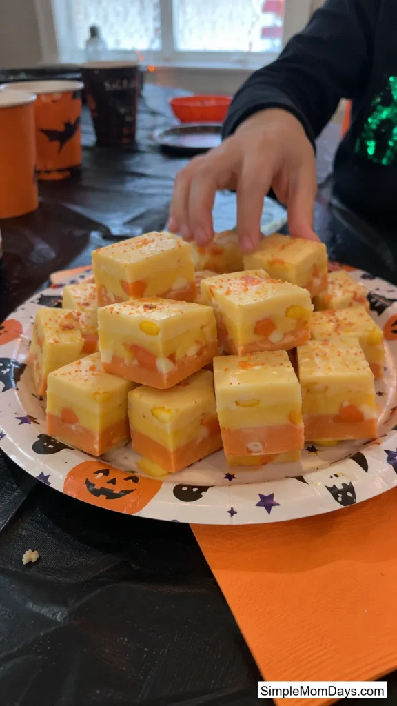 No-Bake Candy Corn Fudge Bites