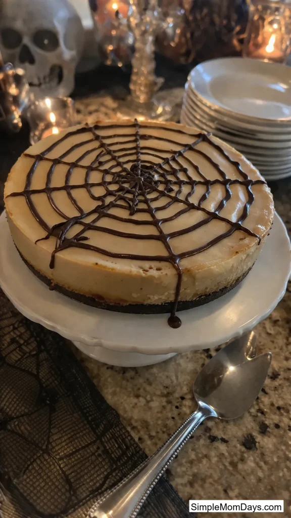 No-Bake Spiderweb Cheesecake