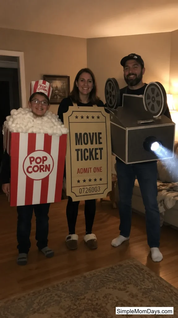 Popcorn, Ticket, and Projector Trio