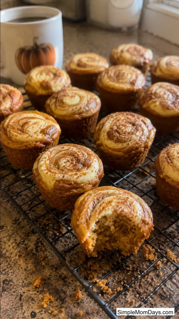 Pumpkin Spice Mini Muffins with Cream Cheese Swirl