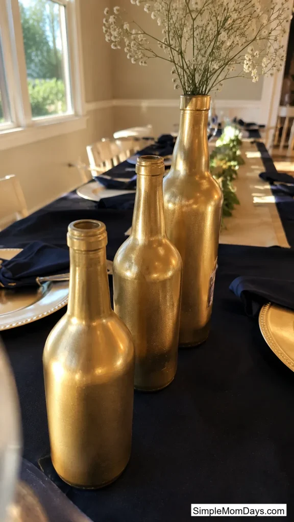 Repurposed Glass Bottles in Gold