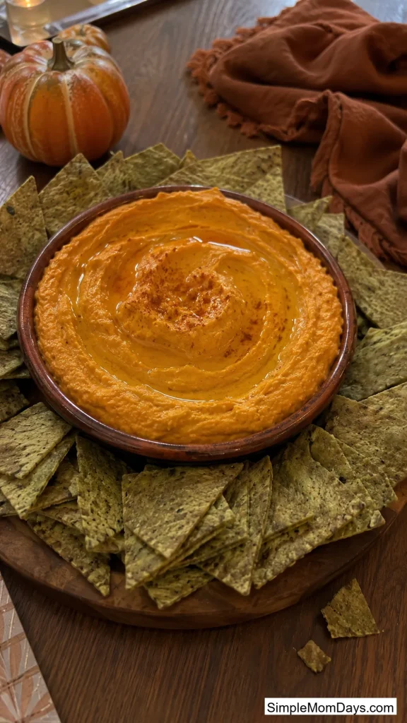 Roasted Squash Hummus With Green Chips