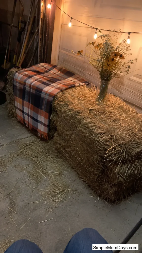 Rustic Barn Corner with Hay Bale Seating