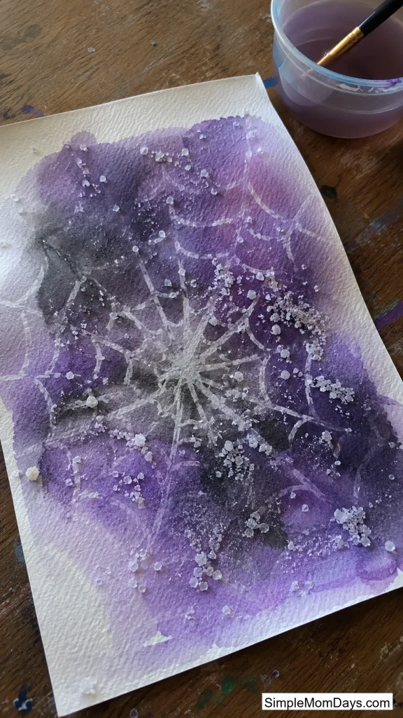 Salt-and-Watercolor Spiderweb