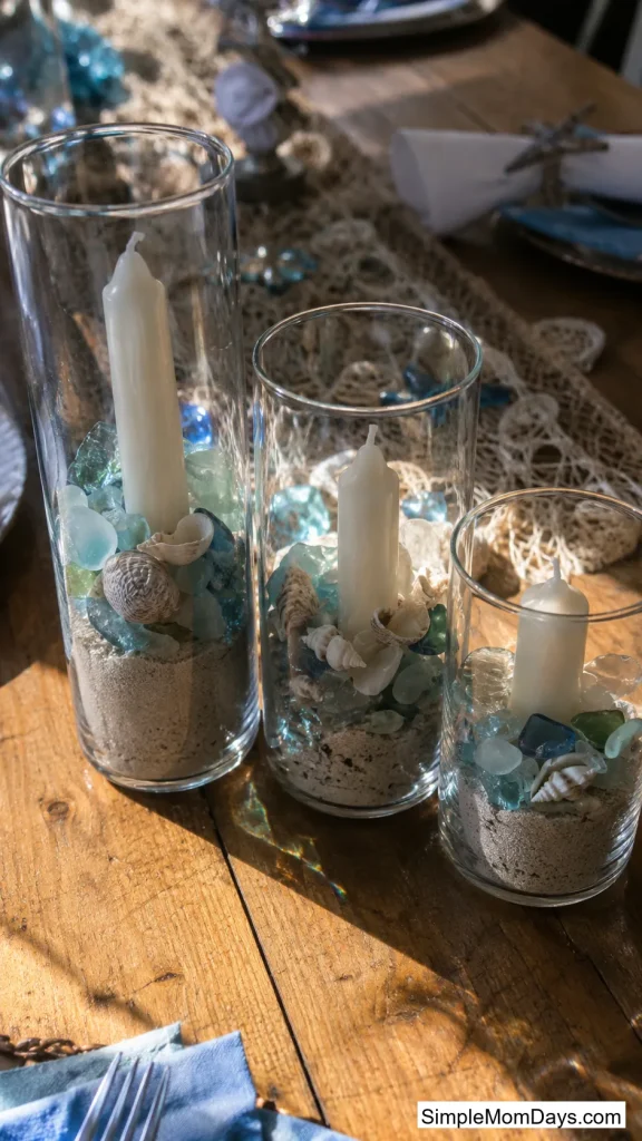 Seashell and Sea Glass Centerpieces