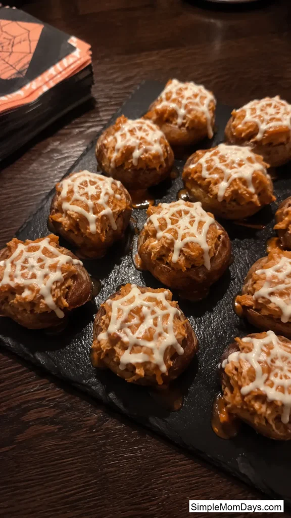 Spooky Buffalo Chicken Potato Bites