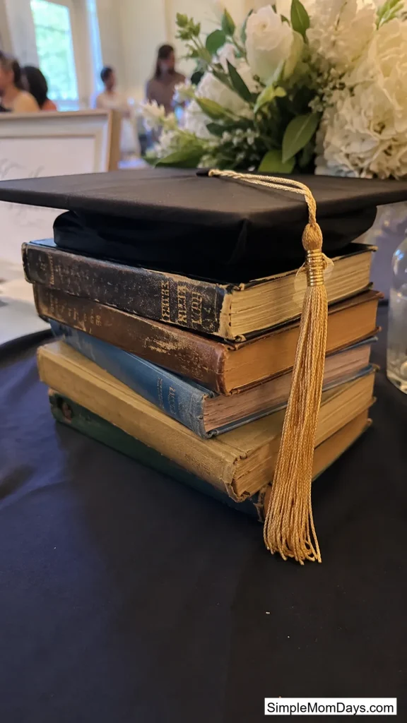 Stacked Book Towers with a Cap on Top