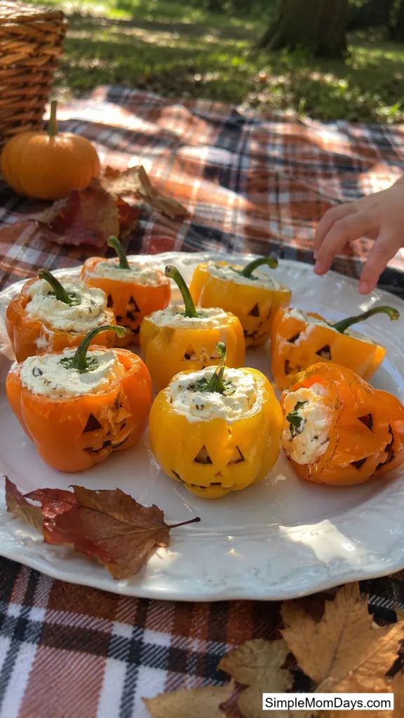 Stuffed Mini Pepper Jack-o'-Lanterns