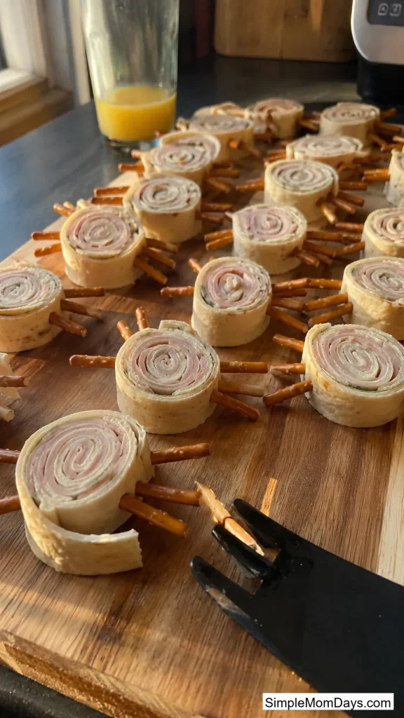 Turkey and Cream Cheese Spider Pinwheels