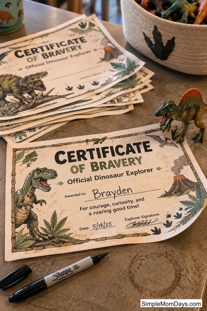 A "Certificate of Bravery" for Facing the Dinos