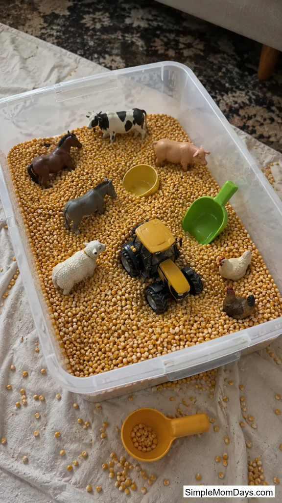 A Corn Kernel Sensory Bin