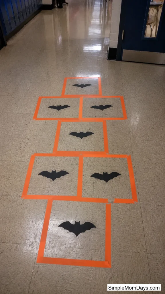 A Tape Hopscotch With Bats