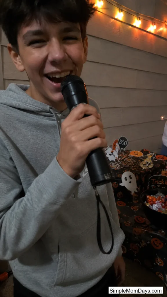 A Voice-Changer "Villain Mic" Guests Pass Around