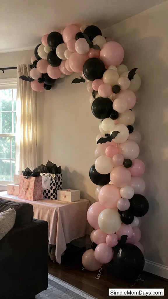 Blush, Black, and Cream Balloon Arch