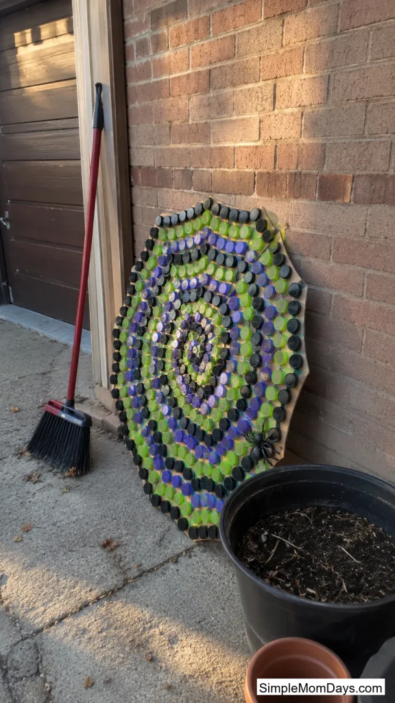 Bottle Cap Mosaic Spiderweb