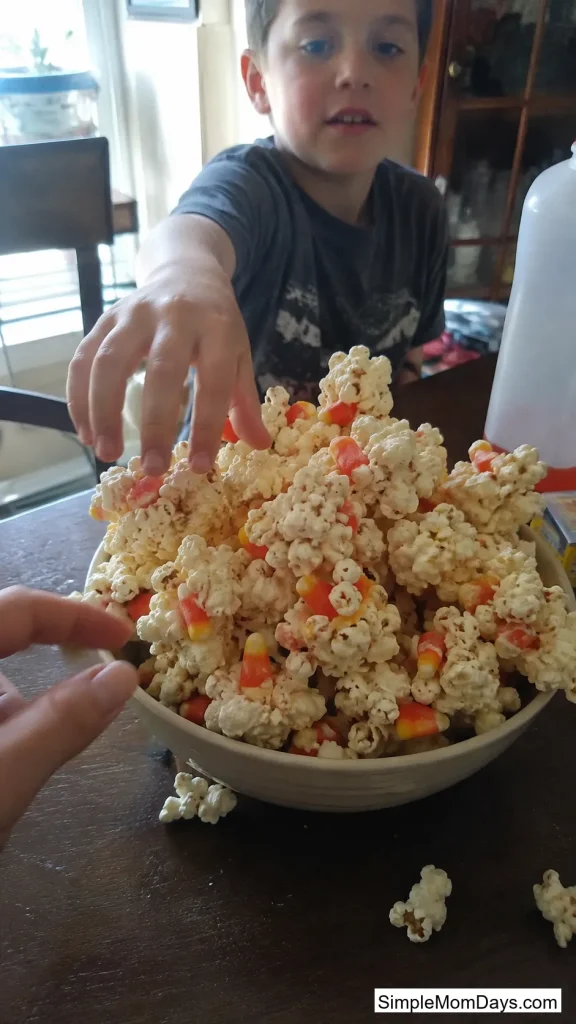 Candy Corn Popcorn Clusters