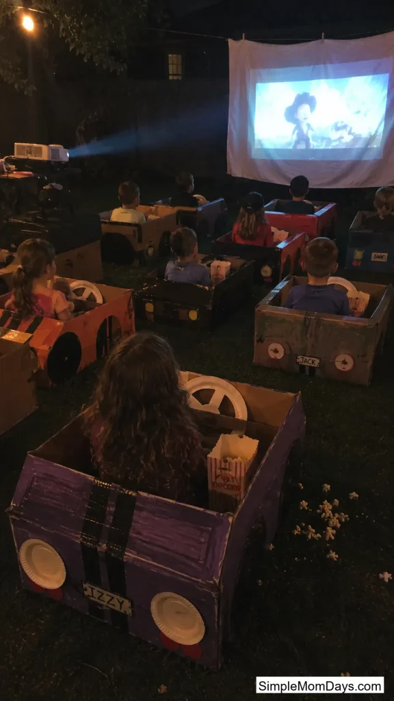 Cardboard Drive-In Movie Night