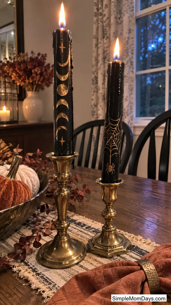 Carved Black Taper Candles