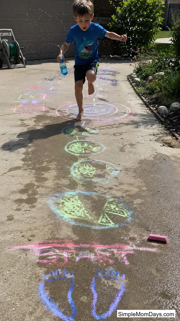 Chalk-and-Squirt Obstacle Course