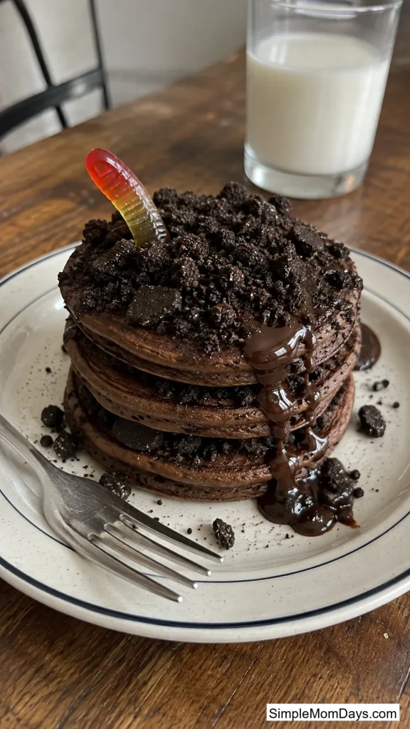 Chocolate Dirt Cup Pancake Stack