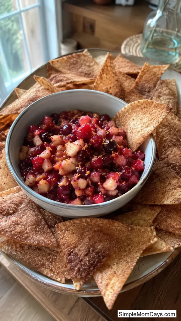 Cranberry Apple Salsa with Cinnamon Chips