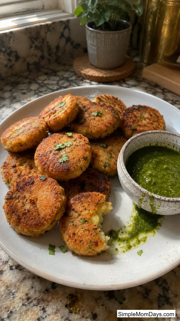 Crispy Aloo Tikki Bites With Mint Chutney
