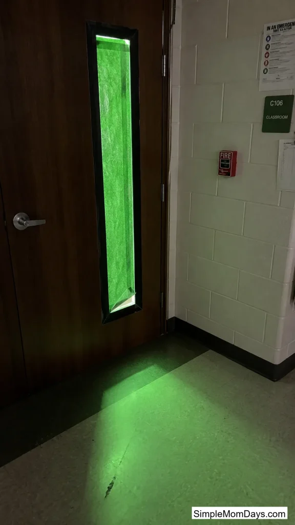 Green Gel Over the Exit Sign Glow