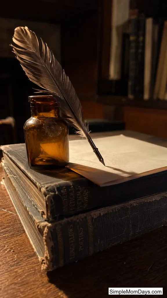 Ink Bottle and Quill Vignette