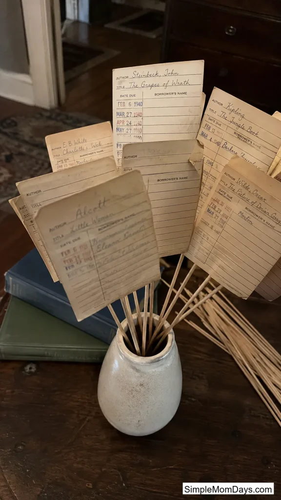 Library Checkout Card Bouquet
