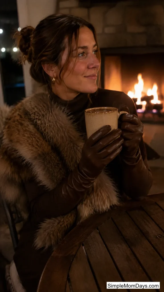 Long Leather Gloves with a Fur Stole