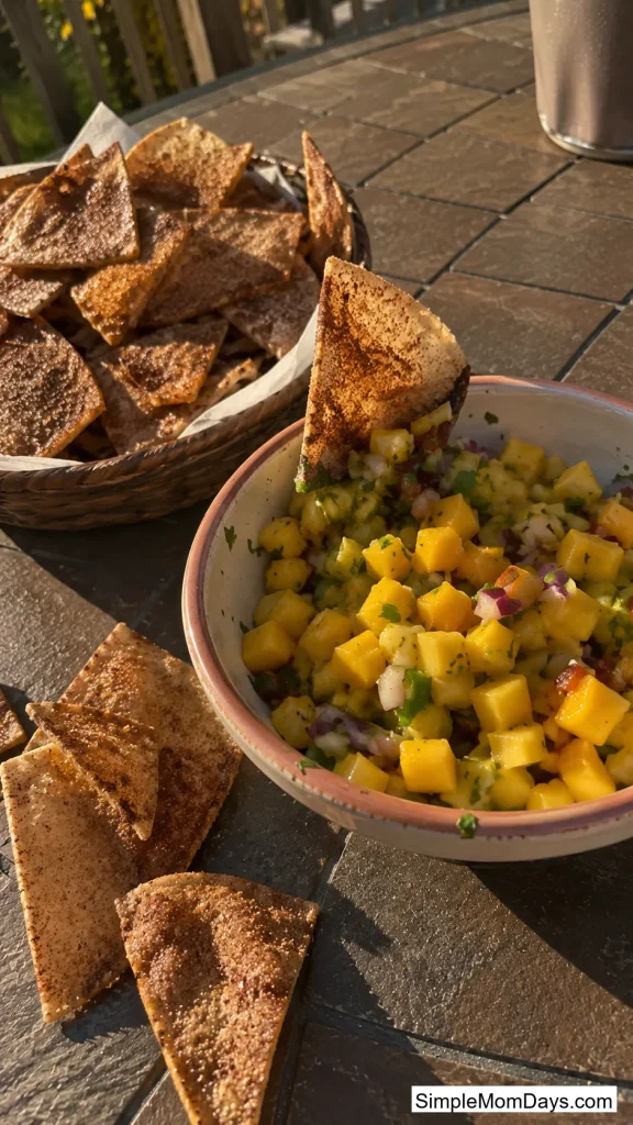 Mango Salsa With Cinnamon Tortilla Chips