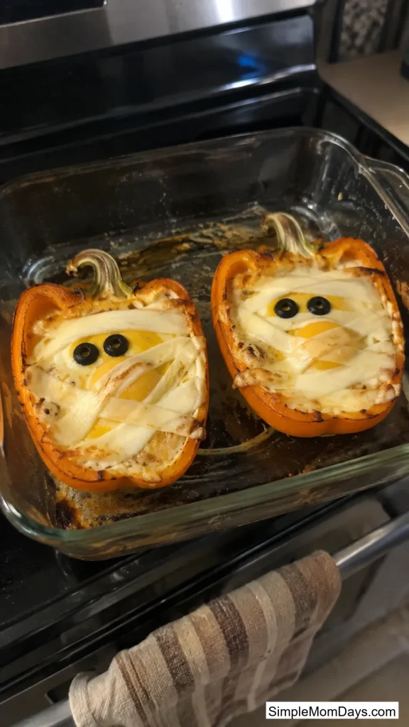 Mummy-Wrapped Baked Egg Peppers