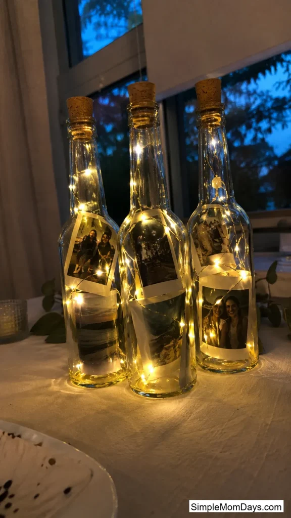 Photos Rolled Into Glass Bottles With Fairy Lights