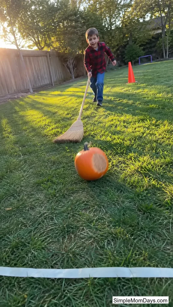 Pumpkin Broom Sweep Relay